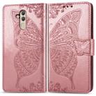 Butterfly Love Flowers Embossing Horizontal Flip Leather Case for Huawei Mate 20 Lite, with Holder & Card Slots & Wallet (Rose Gold) - 1