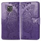 Butterfly Love Flowers Embossing Horizontal Flip Leather Case for Huawei Mate 20 Pro, with Holder & Card Slots & Wallet (Dark Purple) - 1