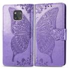 Butterfly Love Flowers Embossing Horizontal Flip Leather Case for Huawei Mate 20 Pro, with Holder & Card Slots & Wallet (Light Purple) - 1