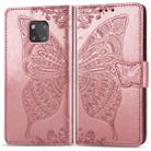 Butterfly Love Flowers Embossing Horizontal Flip Leather Case for Huawei Mate 20 Pro, with Holder & Card Slots & Wallet (Rose Gold) - 1