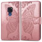 Butterfly Love Flowers Embossing Horizontal Flip Leather Case for Huawei Mate 20, with Holder & Card Slots & Wallet & Lanyard (Rose Gold) - 1