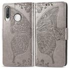 Butterfly Love Flowers Embossing Horizontal Flip Leather Case for Huawei P30 Lite / Nova 4e, with Holder & Card Slots & Wallet & Lanyard (Grey) - 1