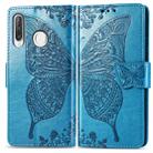 Butterfly Love Flowers Embossing Horizontal Flip Leather Case for Huawei P30 Lite / Nova 4e, with Holder & Card Slots & Wallet & Lanyard (Blue) - 1