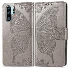 Butterfly Love Flowers Embossing Horizontal Flip Leather Case for Huawei P30 Pro, with Holder & Card Slots & Wallet & Lanyard (Grey) - 1
