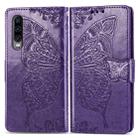 Butterfly Love Flowers Embossing Horizontal Flip Leather Case for Huawei P30, with Holder & Card Slots & Wallet & Lanyard(Dark Purple) - 1