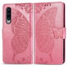 Butterfly Love Flowers Embossing Horizontal Flip Leather Case for Huawei P30, with Holder & Card Slots & Wallet & Lanyard (Pink) - 1