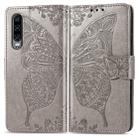 Butterfly Love Flowers Embossing Horizontal Flip Leather Case for Huawei P30, with Holder & Card Slots & Wallet & Lanyard (Grey) - 1