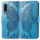 Butterfly Love Flowers Embossing Horizontal Flip Leather Case for Huawei P30, with Holder & Card Slots & Wallet & Lanyard (Blue) - 1