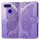 Butterfly Love Flowers Embossing Horizontal Flip Leather Case for Huawei V20, with Holder & Card Slots & Wallet & Lanyard (Light Purple) - 1