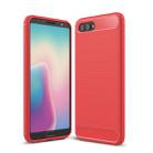 For Huawei  nova 2s Brushed Texture Carbon Fiber Shockproof TPU Rugged Armor Protective Case(Red) - 1