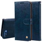 Business Style Oil Wax Texture Horizontal Flip Leather Case for Huawei Honor 10, with Holder & Card Slots & Wallet(Blue) - 1