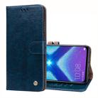 Business Style Oil Wax Texture Horizontal Flip Leather Case for Huawei Honor 8X, with Holder & Card Slots & Wallet(Blue) - 1