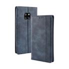 Magnetic Buckle Retro Texture Horizontal Flip Leather Case for Huawei Mate 20 Pro, with Holder & Card Slots & Wallet (Blue) - 1