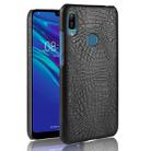 Shockproof Crocodile Texture PC + PU Case for Huawei Y6 (2019) (Black) - 1