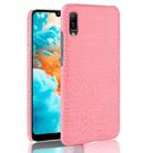 Shockproof Crocodile Texture PC + PU Case for Huawei Y6 Pro (2019) (Pink) - 1