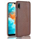 Shockproof Crocodile Texture PC + PU Case for Huawei Y6 Pro (2019) (Brown) - 1