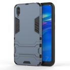 Shockproof PC + TPU Case for Huawei Enjoy 9, with Holder (Navy Blue) - 1