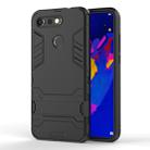 Shockproof PC + TPU Case for Huawei Honor V20, with Holder (Black) - 1