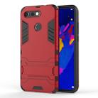 Shockproof PC + TPU Case for Huawei Honor V20, with Holder (Red) - 1