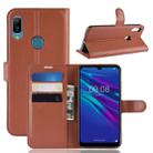 Litchi Texture Horizontal Flip Leather Case for Huawei Y6 2019, with Wallet & Holder & Card Slots(Brown) - 1