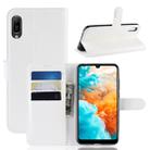 Litchi Texture Horizontal Flip Leather Case for Huawei Y6 Pro 2019, with Wallet & Holder & Card Slots(White) - 1