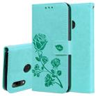 Rose Embossed Horizontal Flip PU Leather Case for Huawei P Smart 2019, with Holder & Card Slots & Wallet (Green) - 1