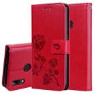 Rose Embossed Horizontal Flip PU Leather Case for Huawei P Smart 2019, with Holder & Card Slots & Wallet (Red) - 1