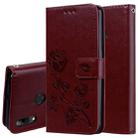 Rose Embossed Horizontal Flip PU Leather Case for Huawei P Smart 2019, with Holder & Card Slots & Wallet(Brown) - 1