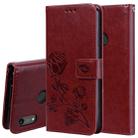 Rose Embossed Horizontal Flip PU Leather Case for Huawei Honor 8A/Y6 2019, with Holder & Card Slots & Wallet(Brown) - 1