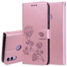 Rose Embossed Horizontal Flip PU Leather Case for Huawei Honor 8C, with Holder & Card Slots & Wallet (Rose Gold) - 1