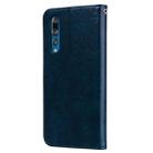 Business Style Oil Wax Texture Horizontal Flip Leather Case for Huawei P30, with Holder & Card Slots & Wallet (Blue) - 3