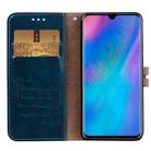 Business Style Oil Wax Texture Horizontal Flip Leather Case for Huawei P30, with Holder & Card Slots & Wallet (Blue) - 5