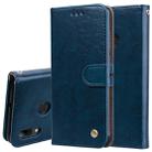 Business Style Oil Wax Texture Horizontal Flip Leather Case for Huawei P Smart 2019, with Holder & Card Slots & Wallet (Blue) - 1