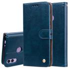 Business Style Oil Wax Texture Horizontal Flip Leather Case for Huawei Honor 8C, with Holder & Card Slots & Wallet (Blue) - 1