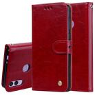 Business Style Oil Wax Texture Horizontal Flip Leather Case for Huawei Honor 8C, with Holder & Card Slots & Wallet (Red) - 1