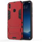 Shockproof PC + TPU Case for Huawei Honor 8C, with Holder(Red) - 1