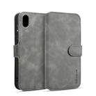 DG.MING Retro Oil Side Horizontal Flip Case for Huawei Honor Y5 (2019), with Holder & Card Slots & Wallet (Grey) - 1