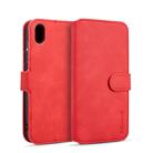DG.MING Retro Oil Side Horizontal Flip Case for Huawei Honor Y5 (2019), with Holder & Card Slots & Wallet (Red) - 1