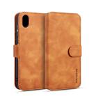 DG.MING Retro Oil Side Horizontal Flip Case for Huawei Honor Y5 (2019), with Holder & Card Slots & Wallet (Brown) - 1