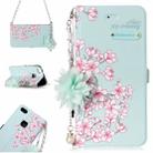 For Huawei  P10 Lite Sakura Flower Pattern Horizontal Flip Leather Case with Holder & Card Slots & Pearl Flower Ornament & Chain - 1