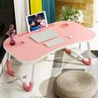 Foldable Non-slip Laptop Desk Table Stand with Card Slot & Cup Slot (Pink) - 1