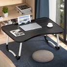 W-shaped Non-slip Legs Adjustable Folding Portable Writing Desk Laptop Desk with Card Slot(Black) - 1