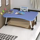 W-shaped Non-slip Legs Adjustable Folding Portable Writing Desk Laptop Desk with Card Slot(Dark Blue) - 1