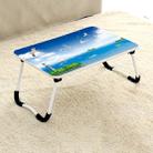 W-shaped Non-slip Legs Square Pattern Adjustable Folding Portable Laptop Desk without Card Slot (Sea Island) - 1