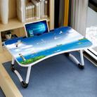 W-shaped Non-slip Legs Pattern Adjustable Folding Portable Laptop Desk with Card Slot (Sea Island) - 1