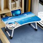 W-shaped Non-slip Legs Pattern Adjustable Folding Portable Laptop Desk with Card Slot (Castle) - 1