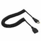 HDMI 19 Pin Male to HDMI 19 Pin Female Retractable Coiled Adapter Cable, Coiled Cable Stretches to 1.5m - 1