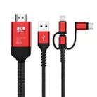3 in 1 Micro USB + USB-C / Type-C + 8 Pin to HDMI HDTV Cable(Red) - 1