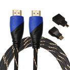 1.8m HDMI 1.4 Version 1080P Woven Net Line Blue Black Head HDMI Male to HDMI Male Audio Video Connector Adapter Cable with Mini HDMI & Micro HDMI Adapter Set - 1