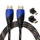 1.8m HDMI 1.4 Version 1080P Woven Net Line Blue Black Head HDMI Male to HDMI Male Audio Video Connector Adapter Cable with 2 Bending HDMI Adapter Set - 1